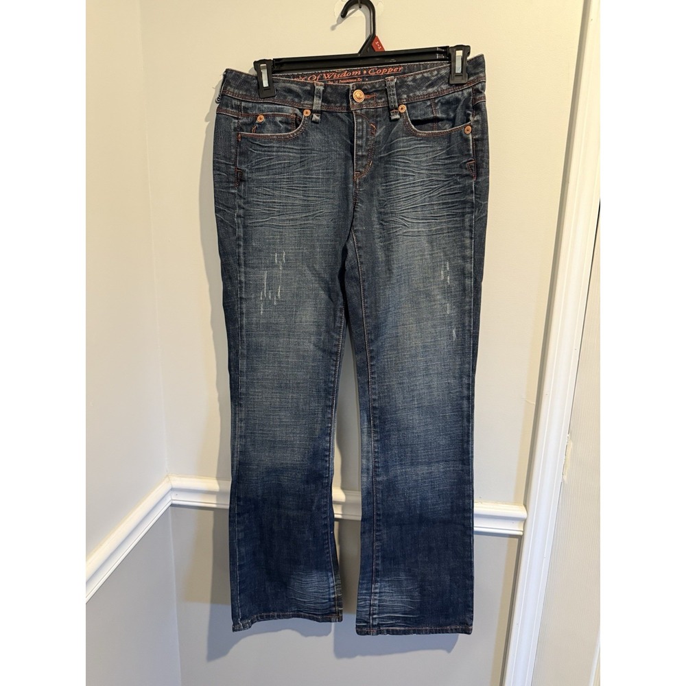SOURCE OF WISDOM COPPER Woman's Distressed‎ Jeans, Straight Leg, Size 9